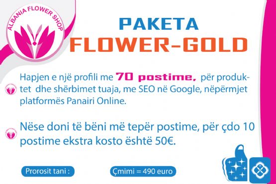 Abonimi për 365 ditë në platformën ALBANIA FLOWER SHOP me paketën FLOWER-GOLD